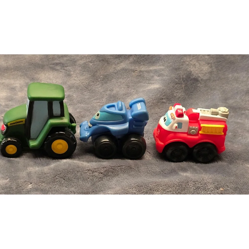 Mixed Toy Vehicle Lot Tomy John Deere Tractor Tonka Race Car Fire Truck 3pc